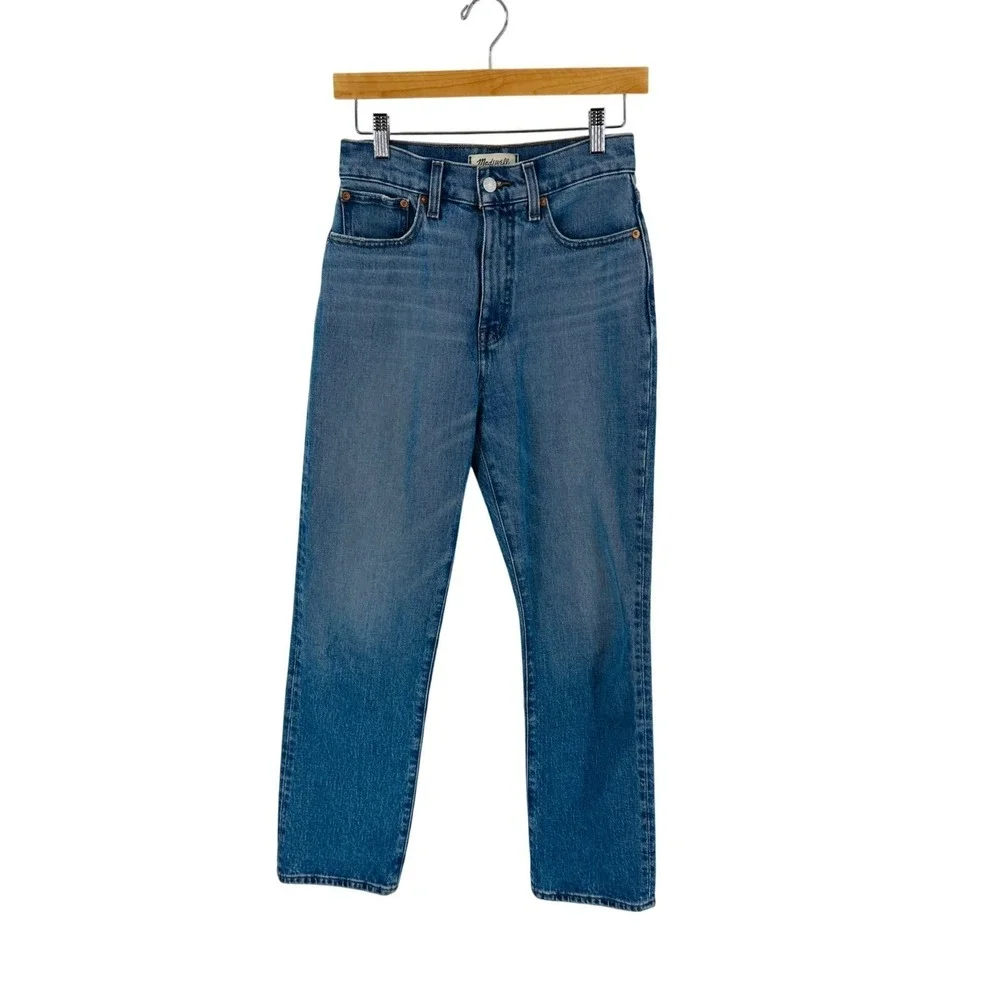 Madewell 90s Straight Crop Jeans High Rise Stretch Denim Blue Ankle‎ Size 24